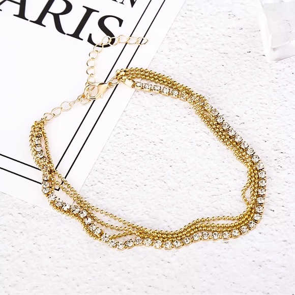🔴𝟭𝟬/$𝟮𝟱🔴4 Layered Rhinestone Anklet NEW - Picture 7 of 11